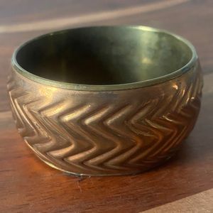 Vintage Copper Chevron Pattern Chunky Bangle Bracelet
